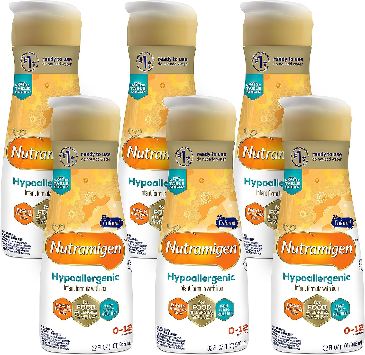 Enfamil Nutramigen Infant Formula, 12.6 Oz (Pack of 6) & Nutramigen Infant Formula, Hypoallergenic and Lactose Free Formula, Fast Relief from Severe Crying and Colic, 32 Fl Oz, Pack of 6 - Image 5